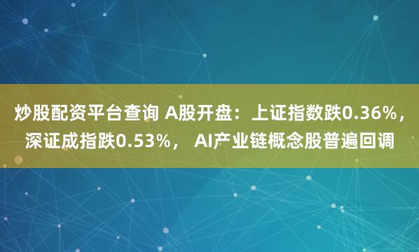 炒股配资平台查询 A股开盘：上证指数跌0.36%，深证成指跌0.53%， AI产业链概念股普遍回调